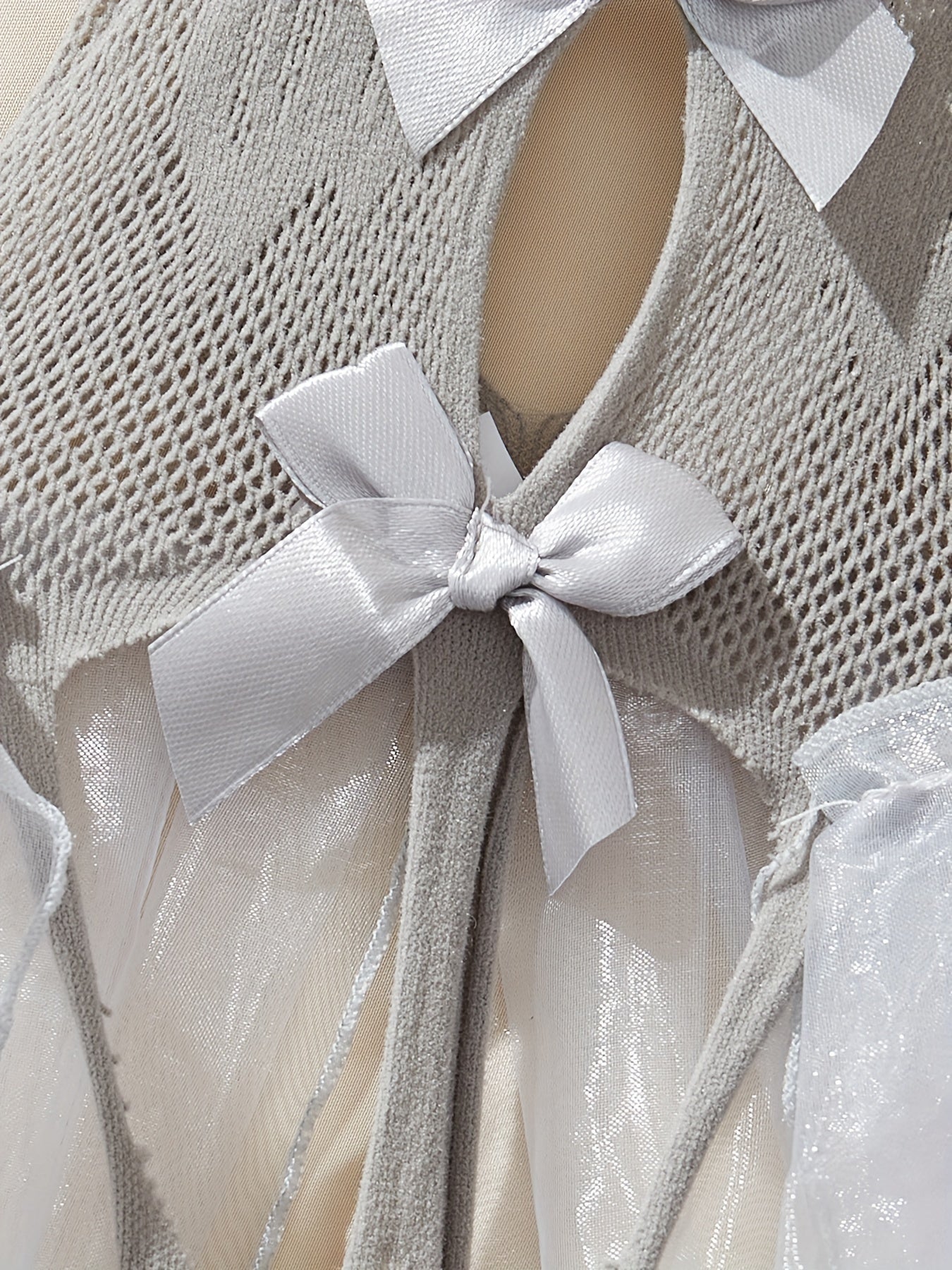 Women's Polyester Lace Bodysuit with No-Removal Bra Front Bow Side Support Solid Color