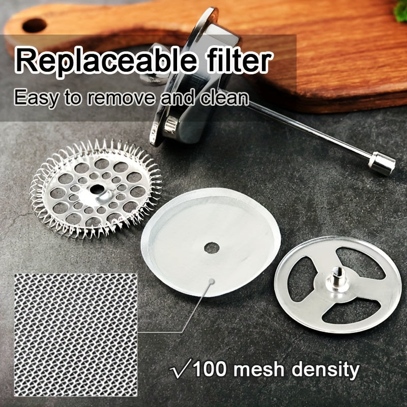 Filtro de repuesto de acero inoxidable 304 para prensa francesa, pieza duradera para cafetera