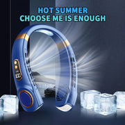 USB Rechargeable Bladeless Neck Fan with 5 Speeds Portable Cooling for Travel Camping