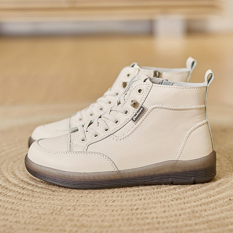 Women's Chunky Platform Shoes Beige White Slip-Resistant Cushioned Sole