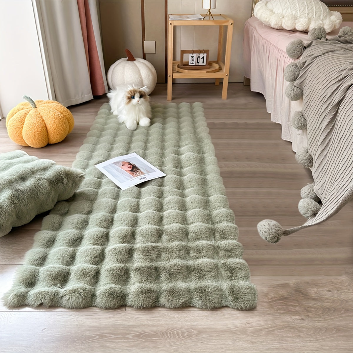 Alfombra de terciopelo burbuja suave y esponjosa para dormitorio y sala de estar antideslizante e impermeable