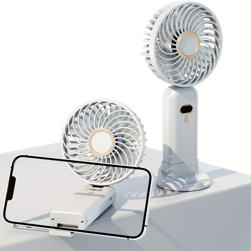 Portable Handheld Fan with 5-Speed Turbo Tilt, USB Rechargeable, Compact for Travel and Office