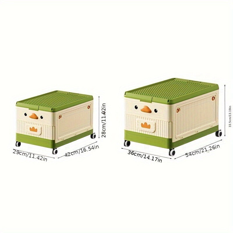 Plastic Foldable Storage Box with Wheels Stackable Container for Shoes Clothes Toys