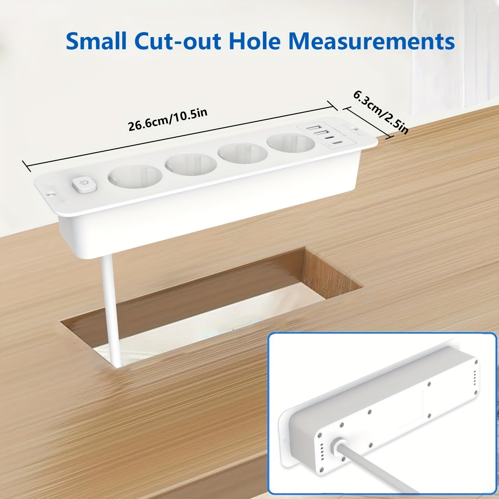 8-in-1 Power Strip with 4 USB Ports and 4 AC Sockets 179.83cm Cord for Home Office School