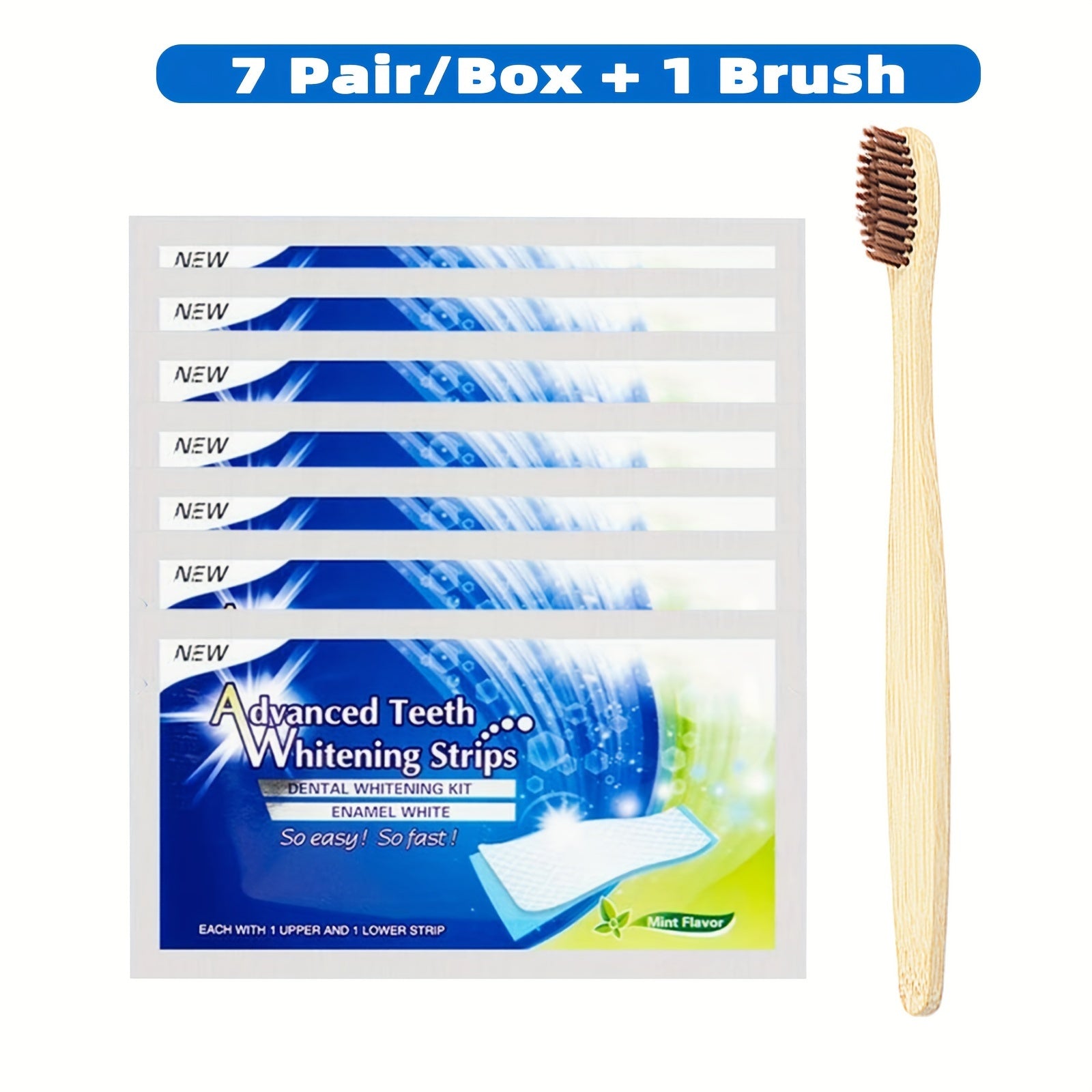 Mint Teeth Whitening Strips 7/14/21/28 Sets with Toothbrush for Daily Travel