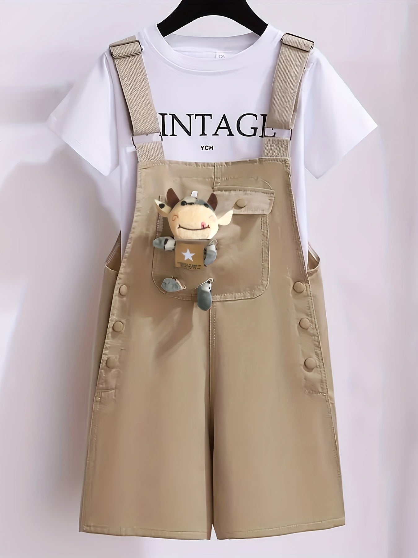 Girls Summer Overalls with Suspenders Lightweight Cotton Casual Outfit for Outdoor Wear