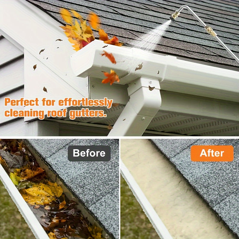 Yuqori bosimli tozalash tayoqchalari to'plami - 10 dona to'plam, mustahkam, tez ulanishlar bilan. 6 ta sozlanadigan nozzle va 4000 PSI quvvatni o'z ichiga oladi. Tomlar, devorlar va drenaj kanallarini tozalash uchun ideal.