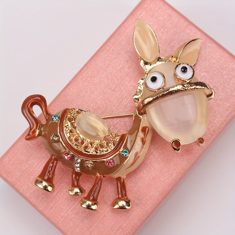 Ayollar uchun vintage ilhomlangan rhinestone eshak brosh pin, g'ayritabiiy retro aksessuar