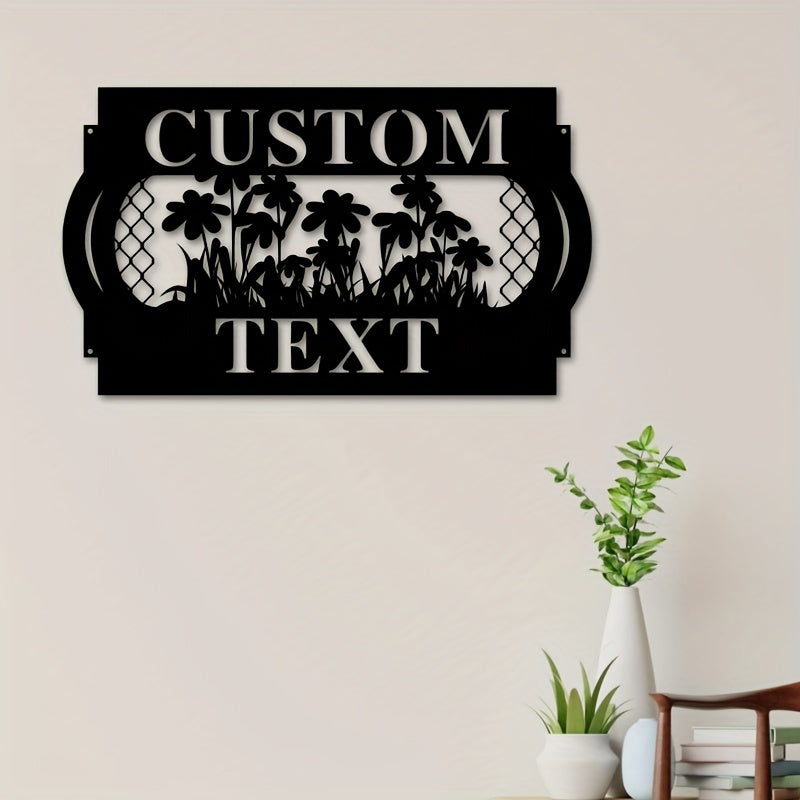 Custom Garden Metal Sign with Name and Floral Design Weatherproof Wall Art for Outdoor Decor