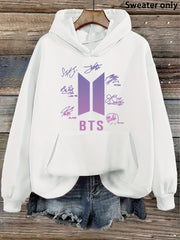 Women's Fall Winter Hoodie Polyester Pullover with Graphic Print and Front Pocket