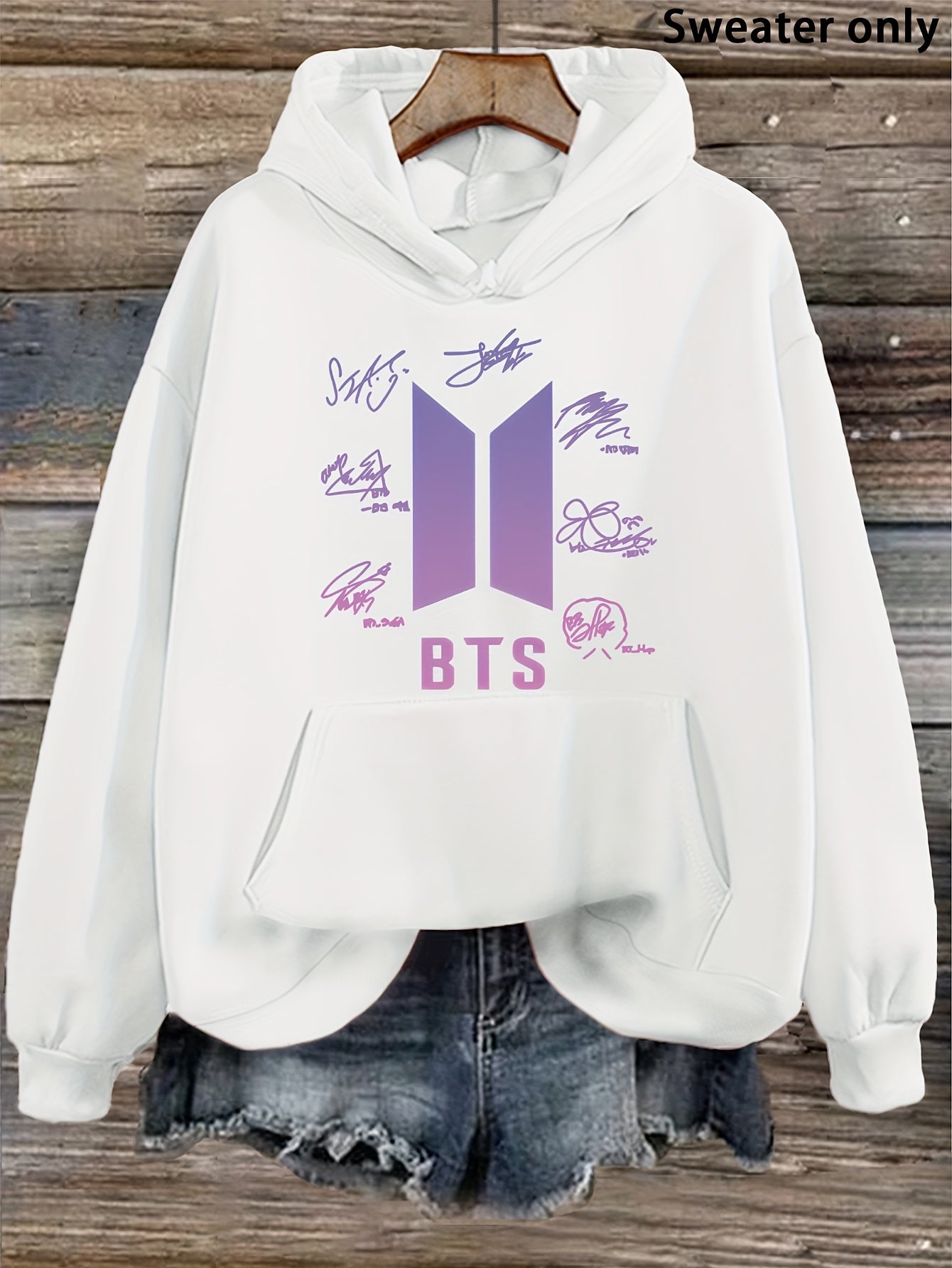 Women's Fall Winter Hoodie Polyester Pullover with Graphic Print and Front Pocket