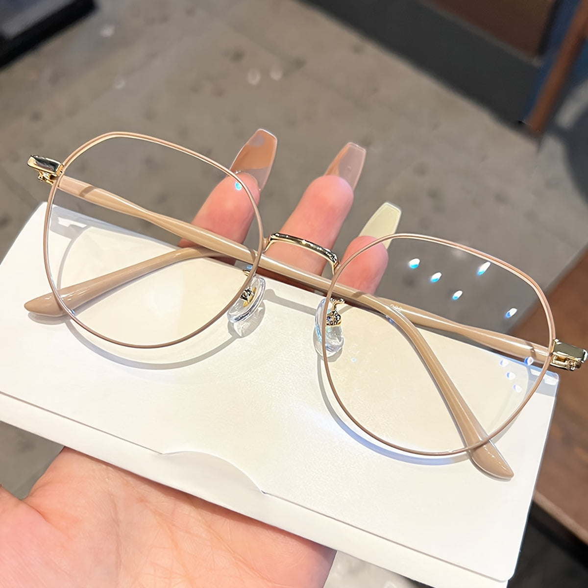 Round Glasses for Men Women Blue Light Protection Milk Coffee PC Frame Elegant Design