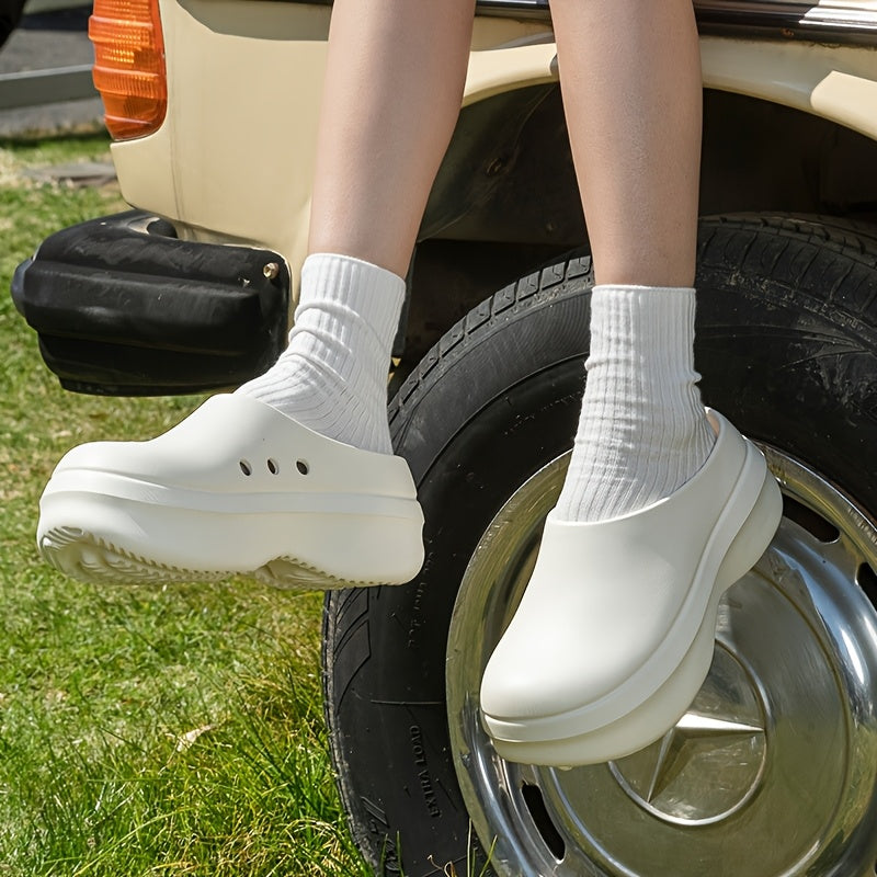 Unisex Solid Color Thick Sole Clogs Lightweight Open Toe Mules