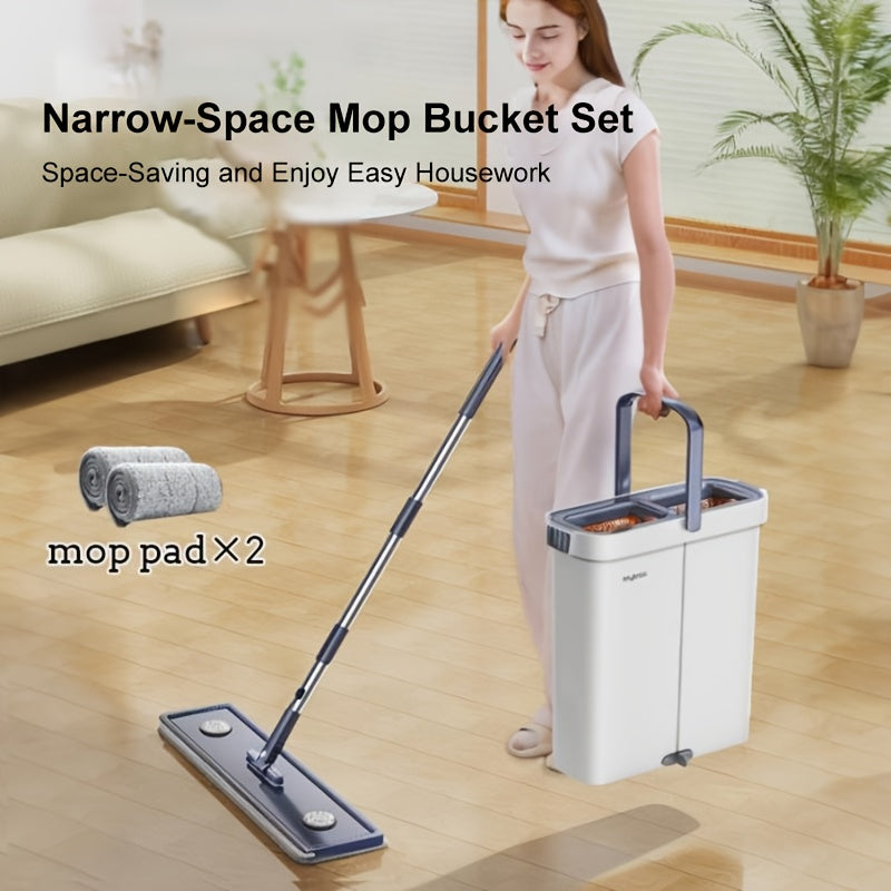All-in-One Mop and Bucket System with Reusable Pads for Wet and Dry Cleaning