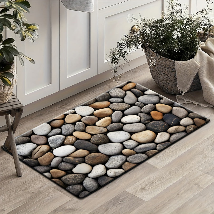 Hand Washable Bathroom Mat Polyester Non-Slip Square Rug for Bedroom Use