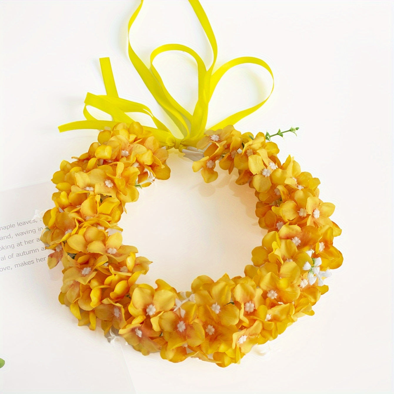 Floral Bridal Headband Hydrangea Flower Crown with Ribbon Tie for Weddings and Parties