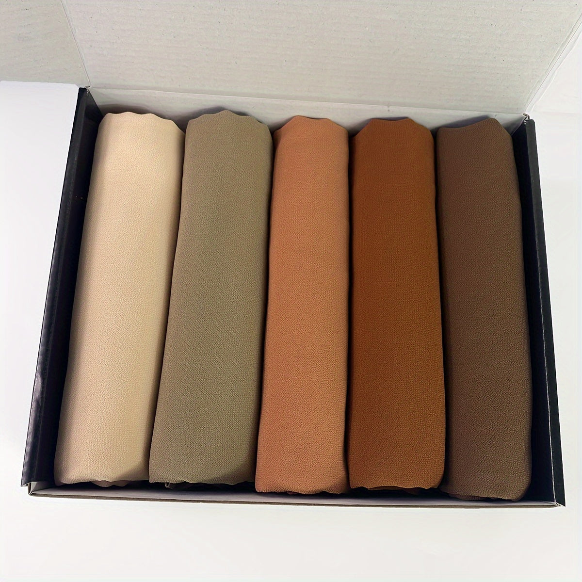 Set of 5 Women's Solid Color Chiffon Headscarves with Clips for Ramadan Gift