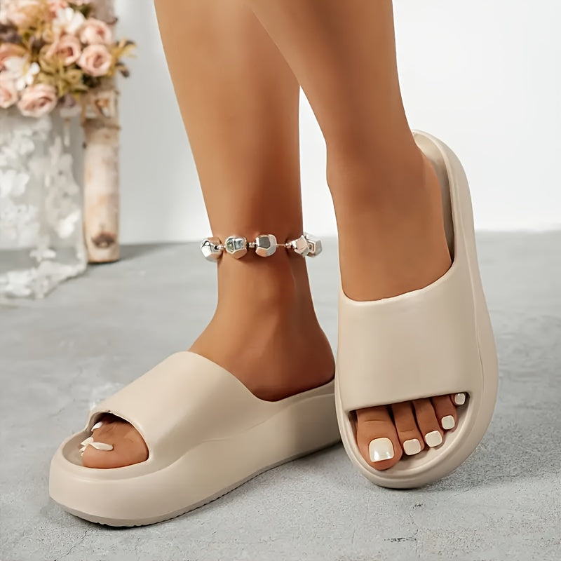 Women's EVA Slip-On Slippers with Thick Cushioned Soft Sole Indoor Outdoor White Pink