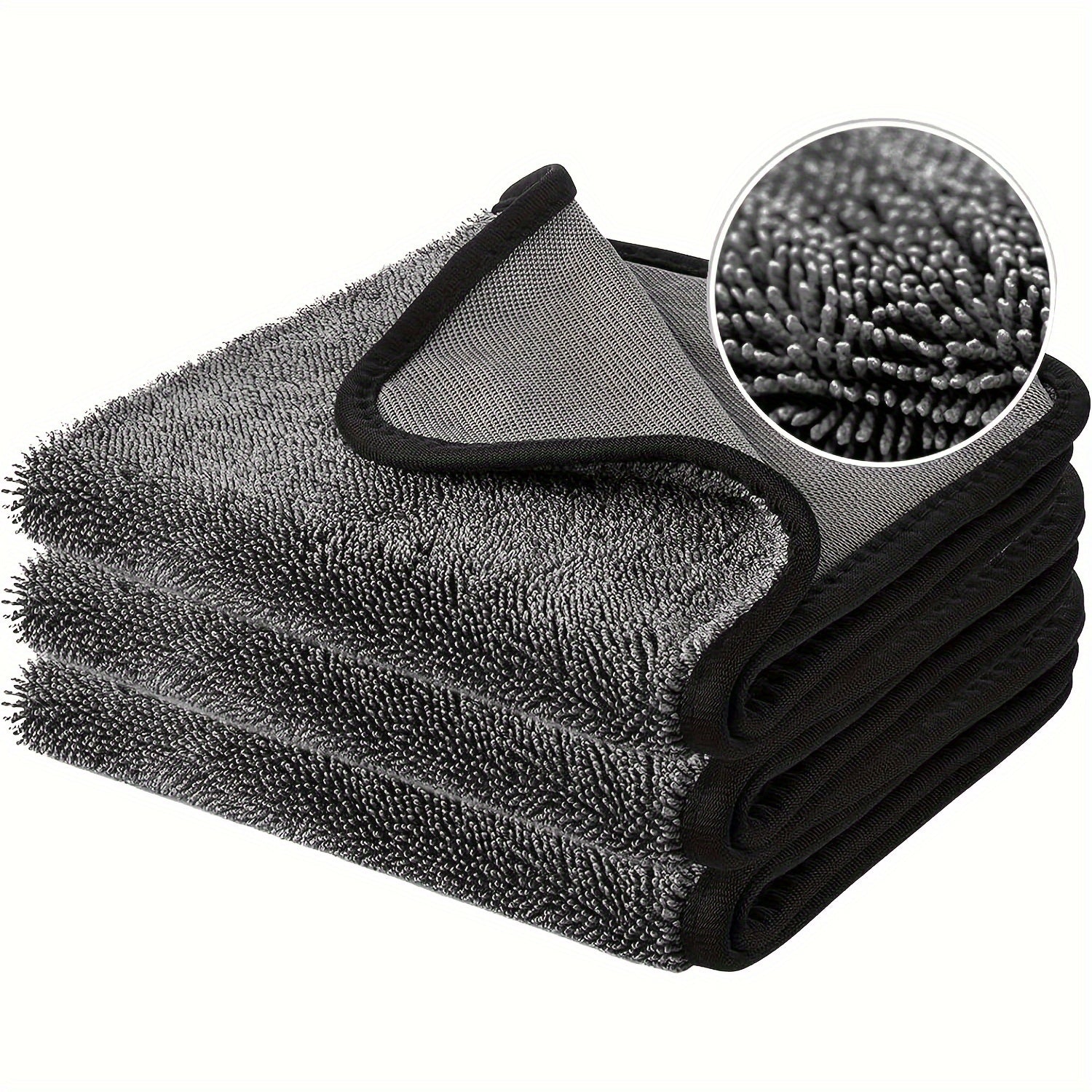 3Pcs Ultra-Fine Fiber Car Cleaning Cloths Reusable Soft Absorbent Towels