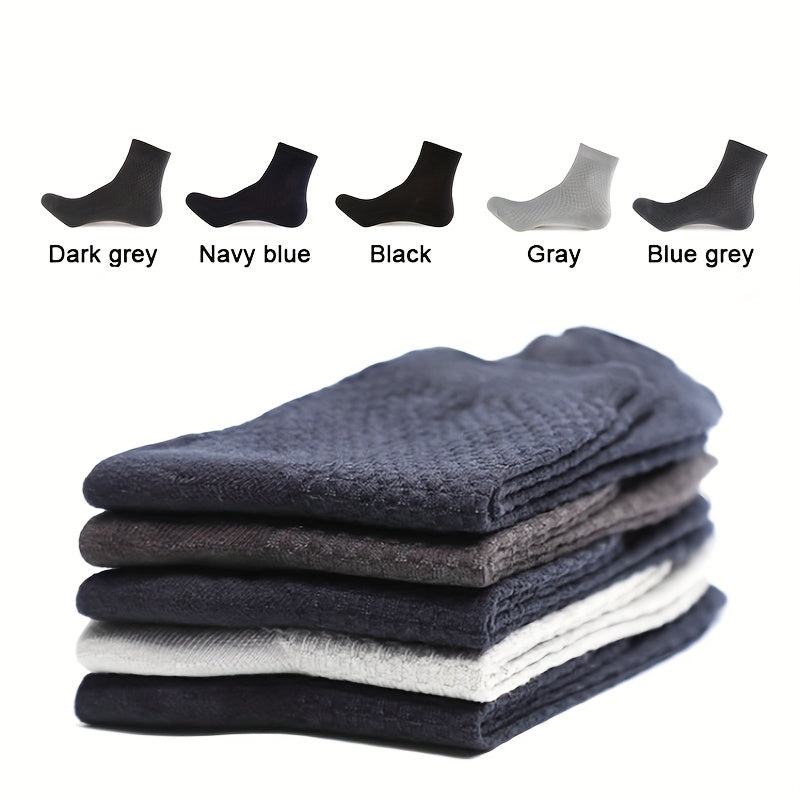Men's Bamboo Fiber Crew Socks 10 Pack Breathable Comfortable Casual Business