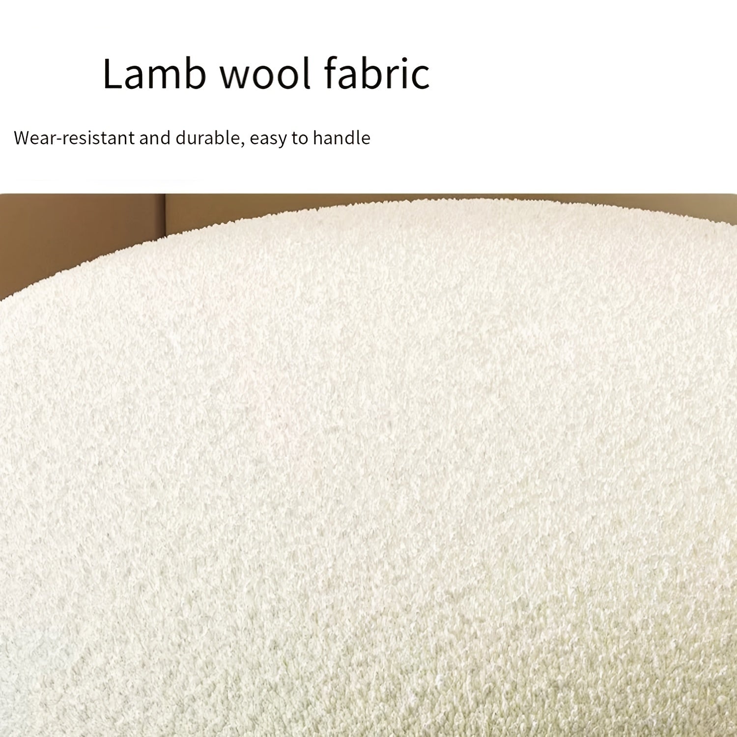 White Polyester Round Ottoman Stool for Living Room, Versatile and Compact