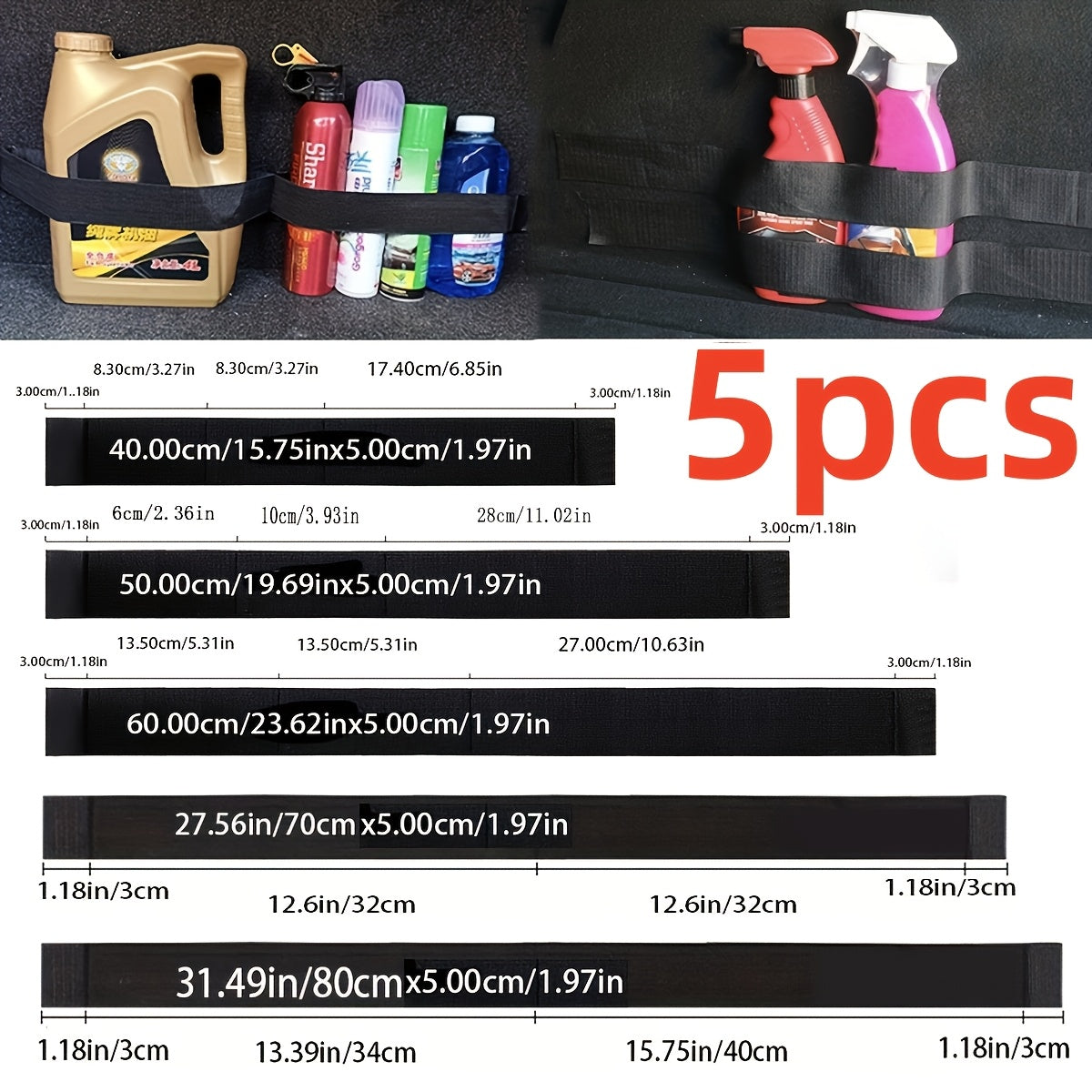 Car Trunk Tie Strap Organizer Storage Magic Tape Fixer for Most Cars