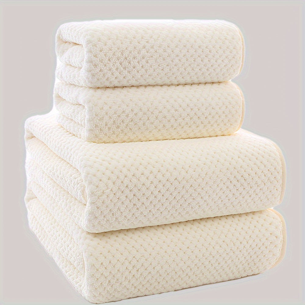 Luxury Mesh Bath Towel Set 2 Bath Towels 2 Hand Towels Quick-Dry Soft Polyester Nylon