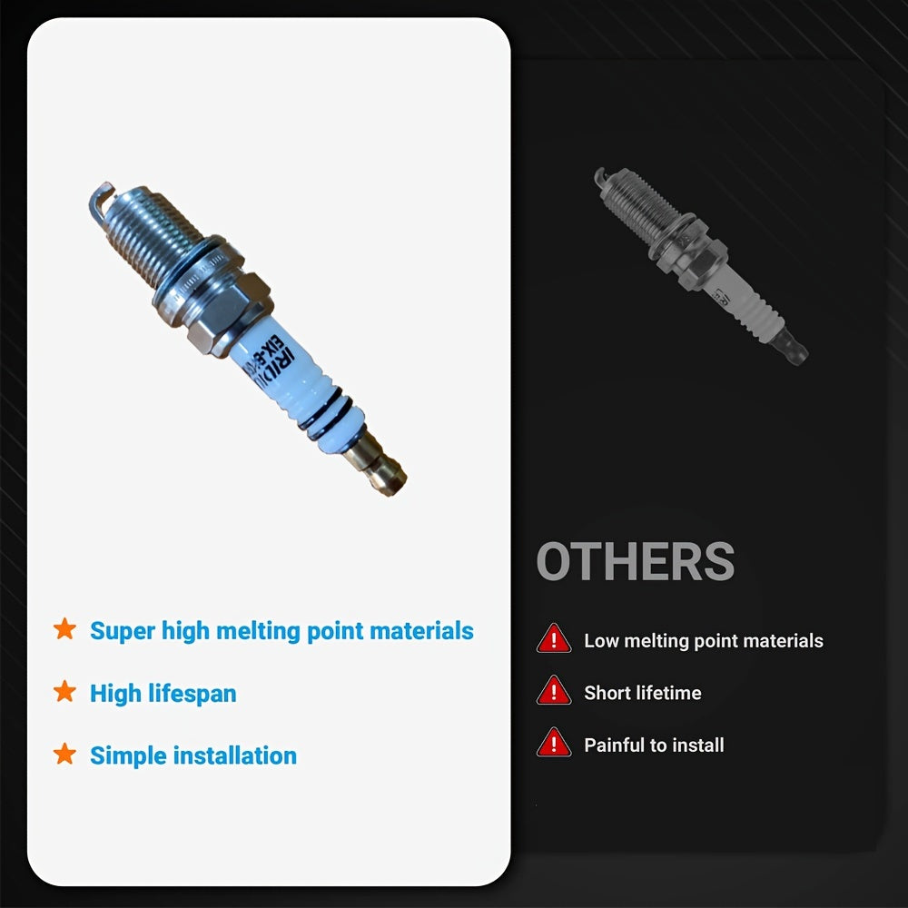 4pcs Spark Plugs BKR6EIX-11 for Car Engines, High Performance, Compatible with Multiple Models