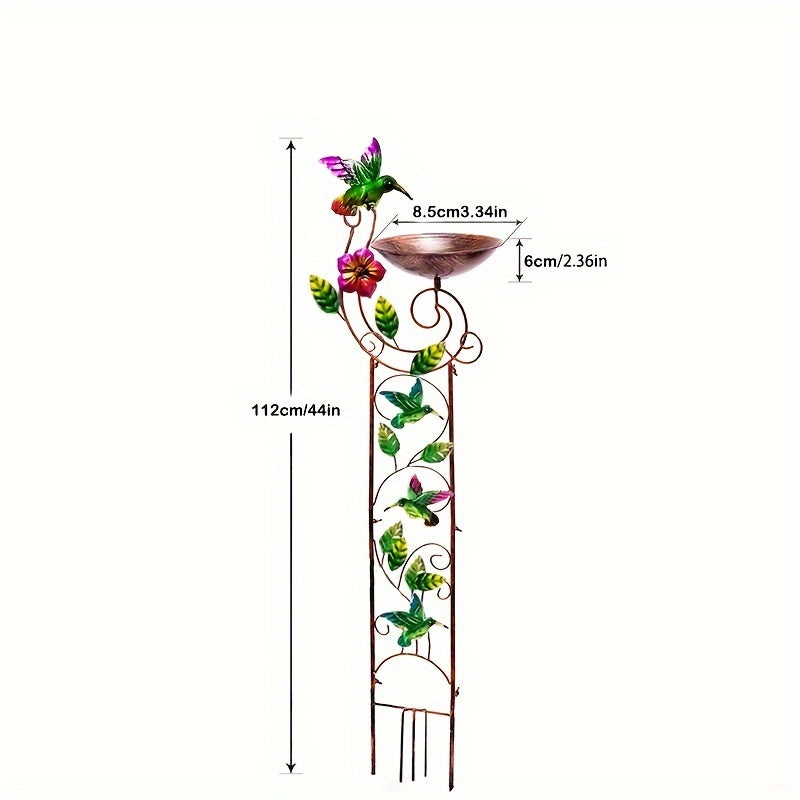 Outdoor Metal Tall Birdbath with Cardinal Statue and Removable Iron Pots