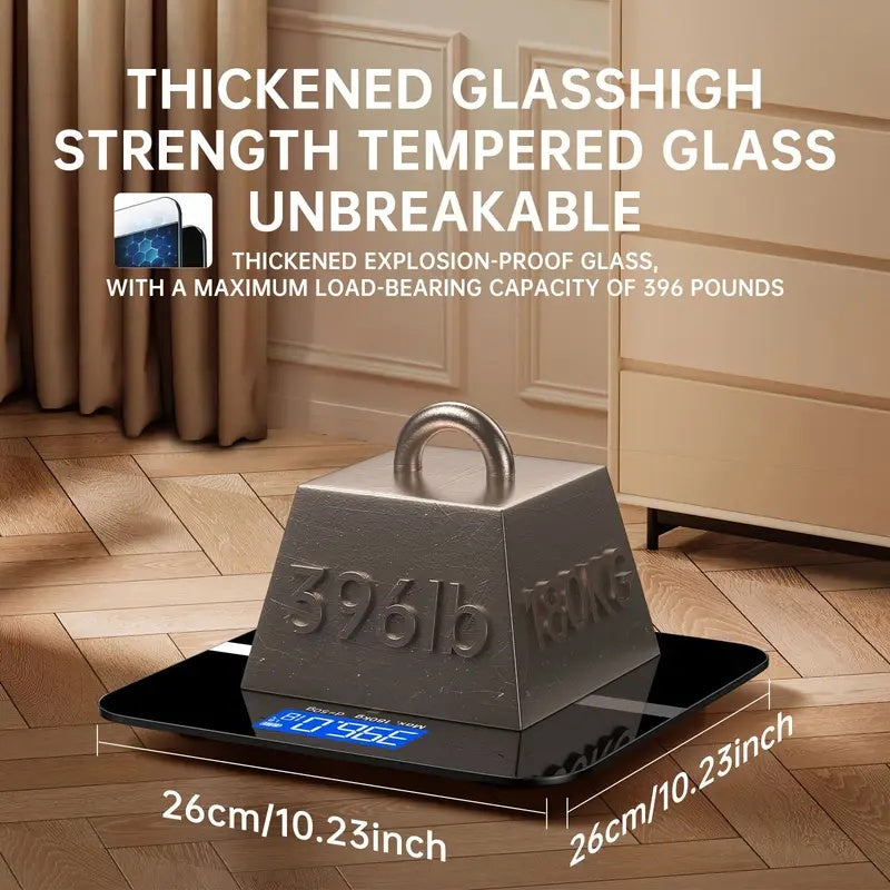 Цифровые напольные весы с LED-подсветкой, грузоподъемностью 180 кг, ЖК-дисплеем, закаленным стеклом