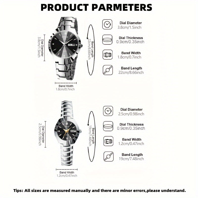 Relojes elegantes para mujeres y hombres para parejas, casual, deportivo, de negocios, de cuero, de acero inoxidable