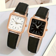 Women's Casual Square Quartz Watch with Luminous Dial and PU Leather Band