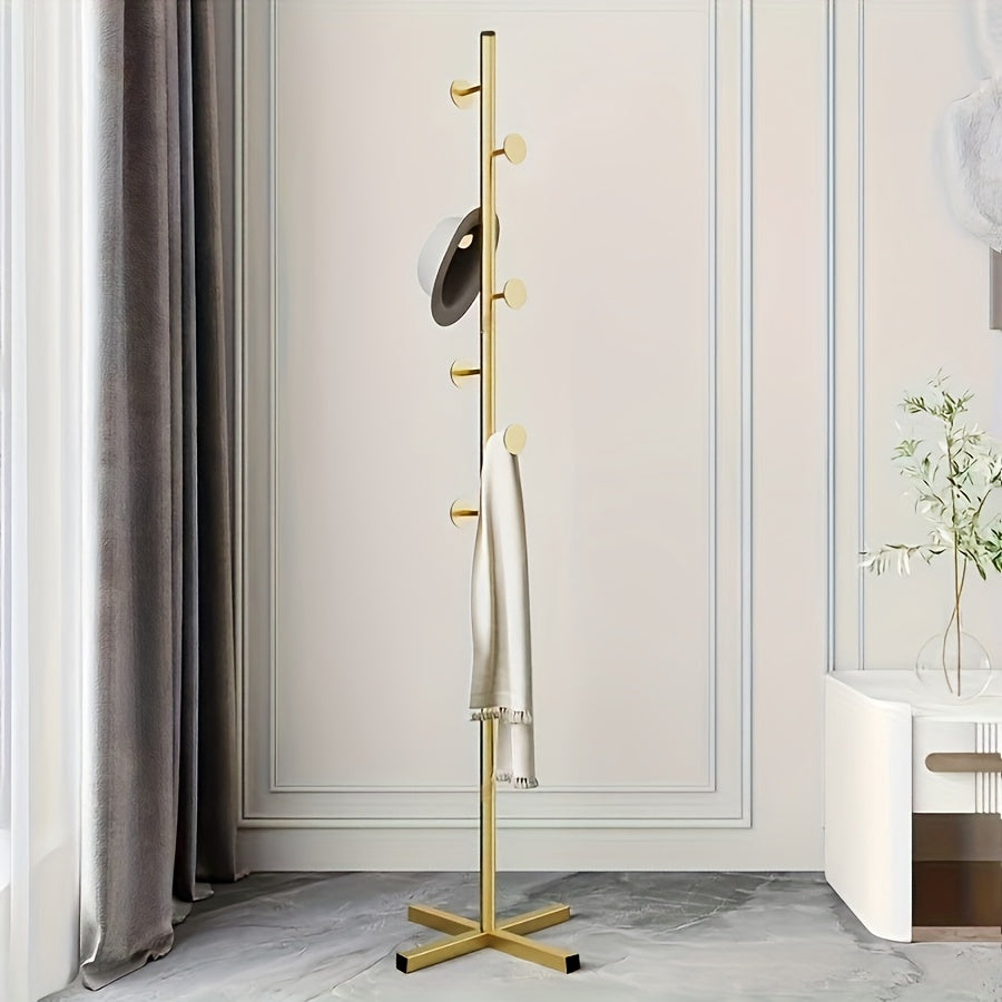 Metal Coat Storage Rack with Vertical Clothes Hanging Stand for Bedroom Bathroom Living Room Closet Office