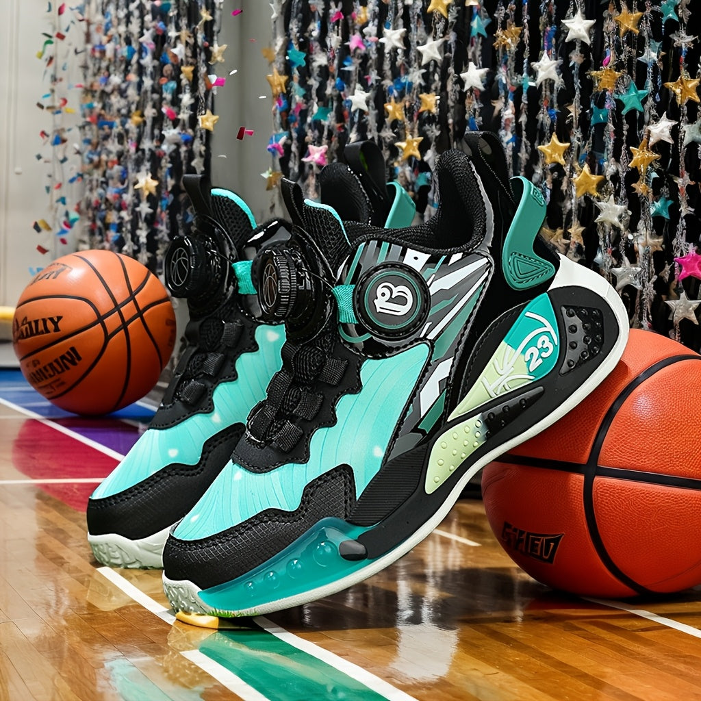 Детские всесезонные кроссовки из PU с вращающейся кнопкой-застежкой для мальчиков и девочек