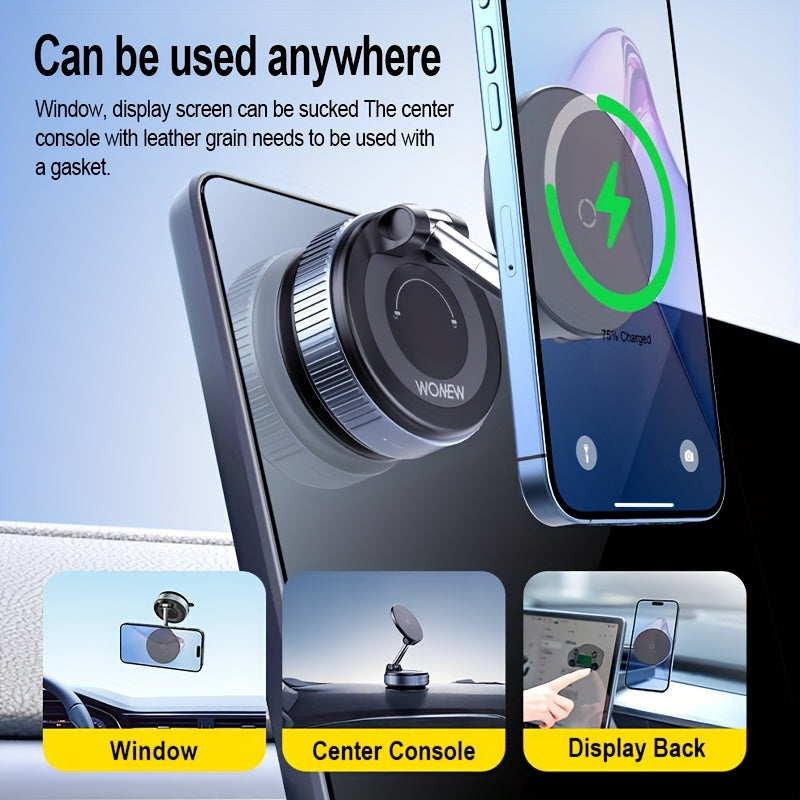 Magnetic Phone Mount ABS Material 360° Rotatable Wireless Charging Car Travel