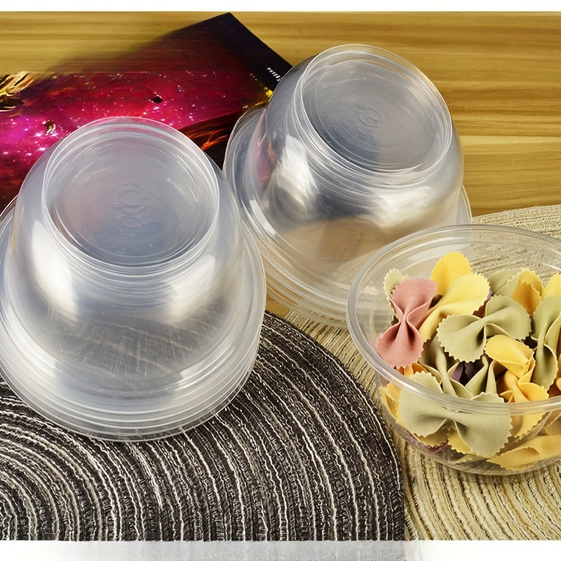Set of 20 Clear Plastic Microwave-Safe Disposable Bowls for Takeout Salads and Soups