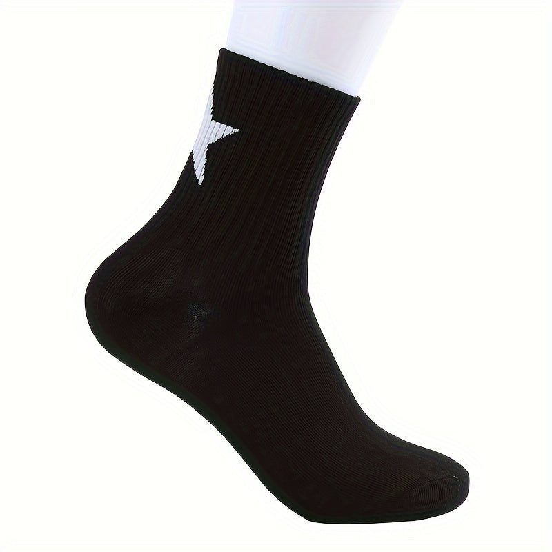 Men's and Women's Geometric Pattern Crew Socks 2-3 Pairs Breathable Polyester Spandex Black White