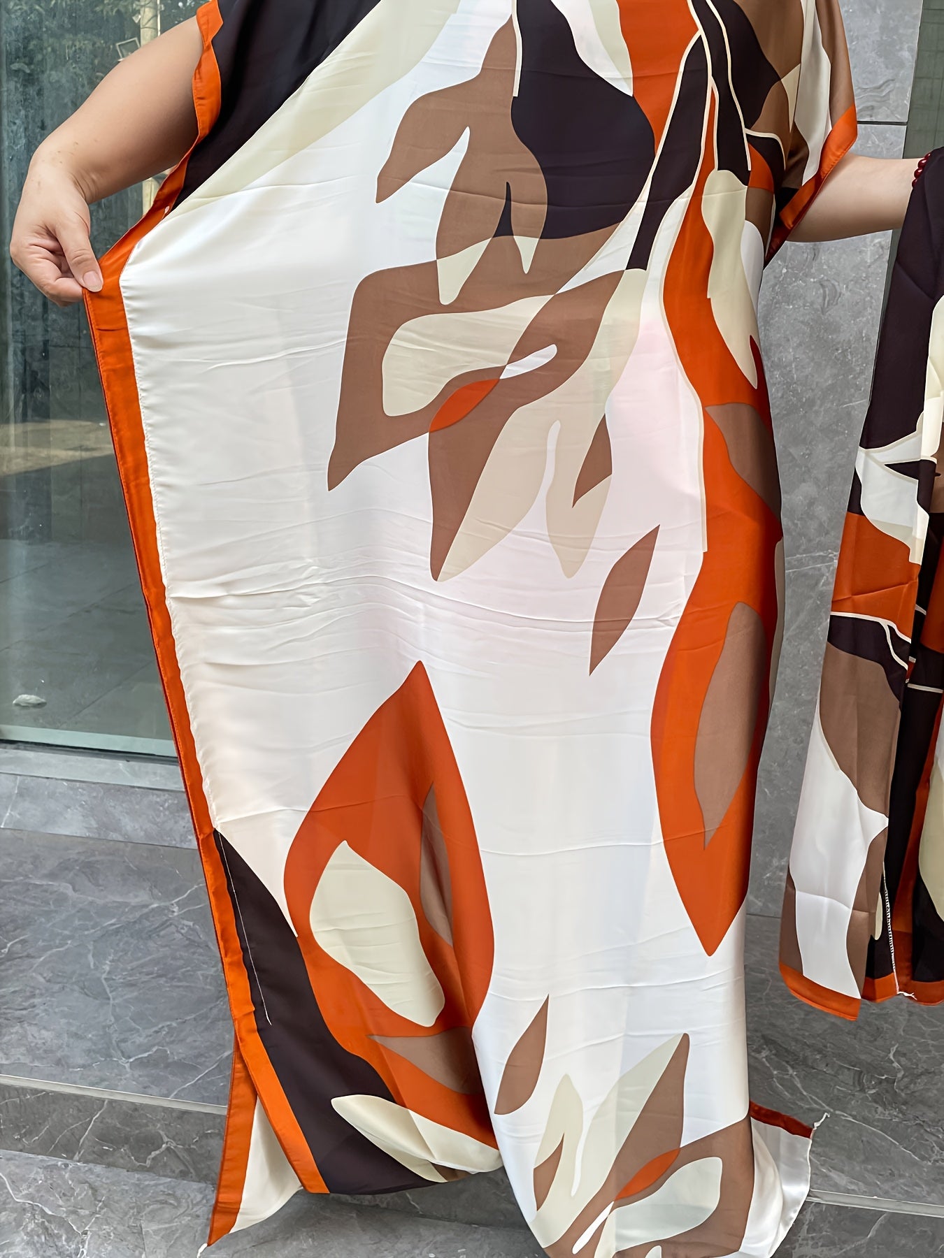 Women's Plus Size Floral Print Longline Dress with Scarf Casual Summer Holiday