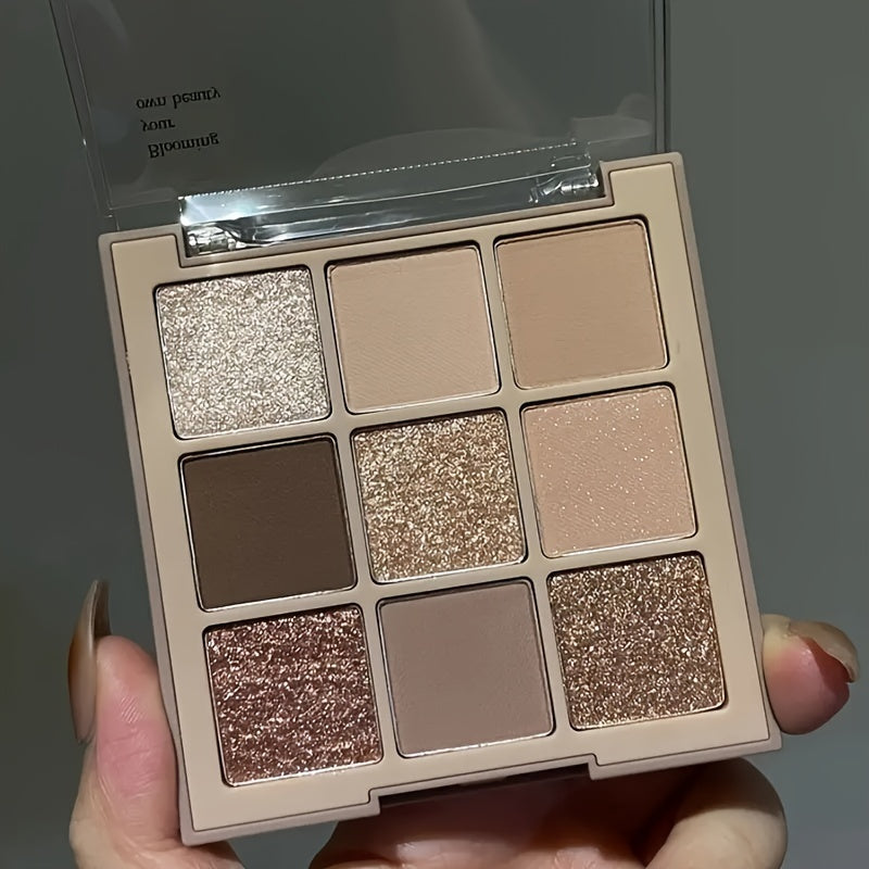 9-Shade Eyeshadow Palette with Matte and Shimmer Brown Nude Colors