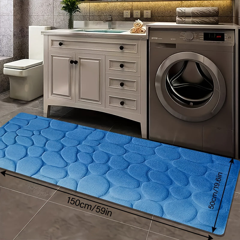 Alfombra de baño de espuma viscoelástica con relieve de piedra, antideslizante, suave, absorbente y lavable