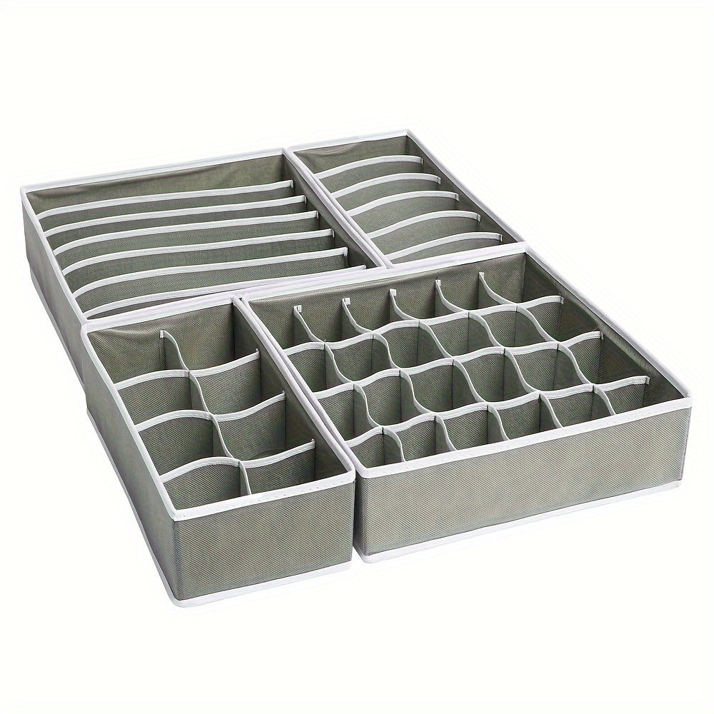 Набор из 4 розовых тканевых разделителей для ящиков для организации гардероба, регулируемый, экономящий пространство для хранения