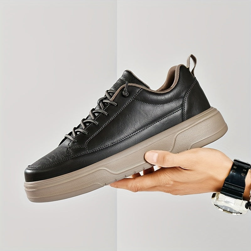 Men's Solid Color Skate Shoes Non Slip Lightweight Casual Sneakers for Outdoor Walking and Travel