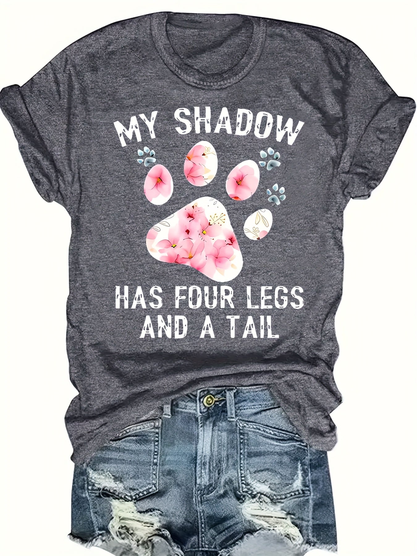 Women Plus Size Polyester Casual Short Sleeve Crew Neck T-Shirt Alphabet Print