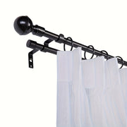 Black Adjustable Dual Curtain Rod Set 16-94 Inches with Hardware and Installation Kit