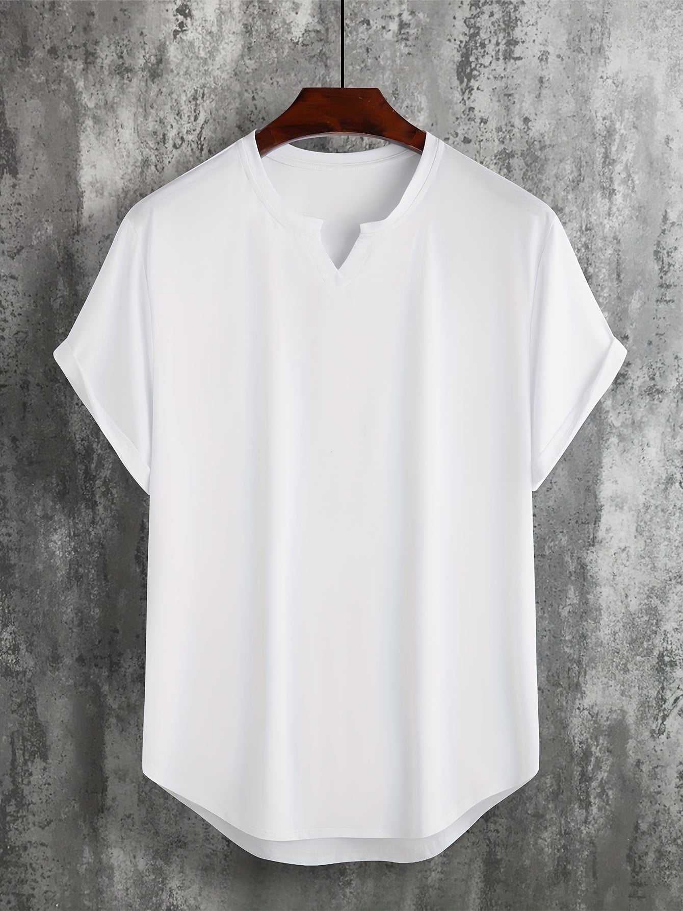 Мужская футболка с V-образным вырезом большого размера, летняя, дышащая, однотонная, из хлопка и полиэстера, повседневная, спортивная