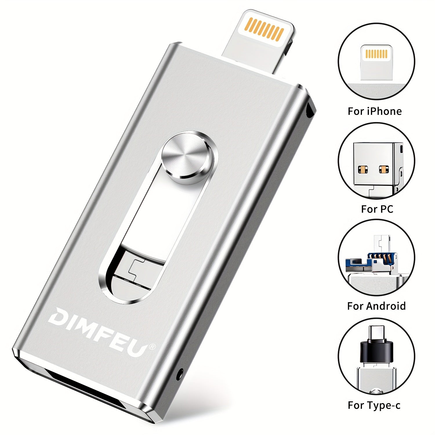 128GB USB flesh drive Lightning Type-C USB 3.0 yuqori tezlikda tashqi saqlash uchun iPhone iPad Android PC