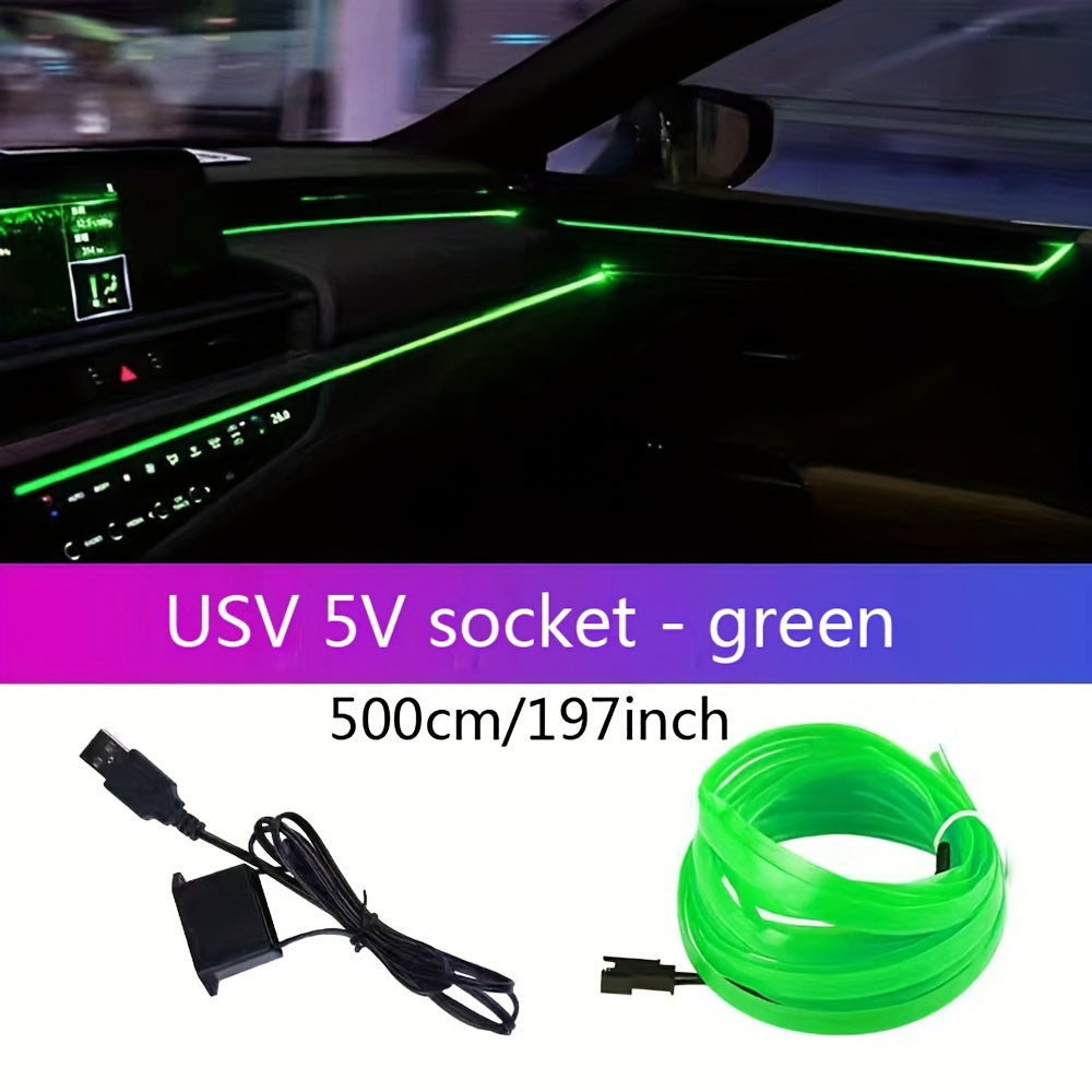 Tira de luz de neón USB flexible para coches azul 3m 118in a 5m 197in
