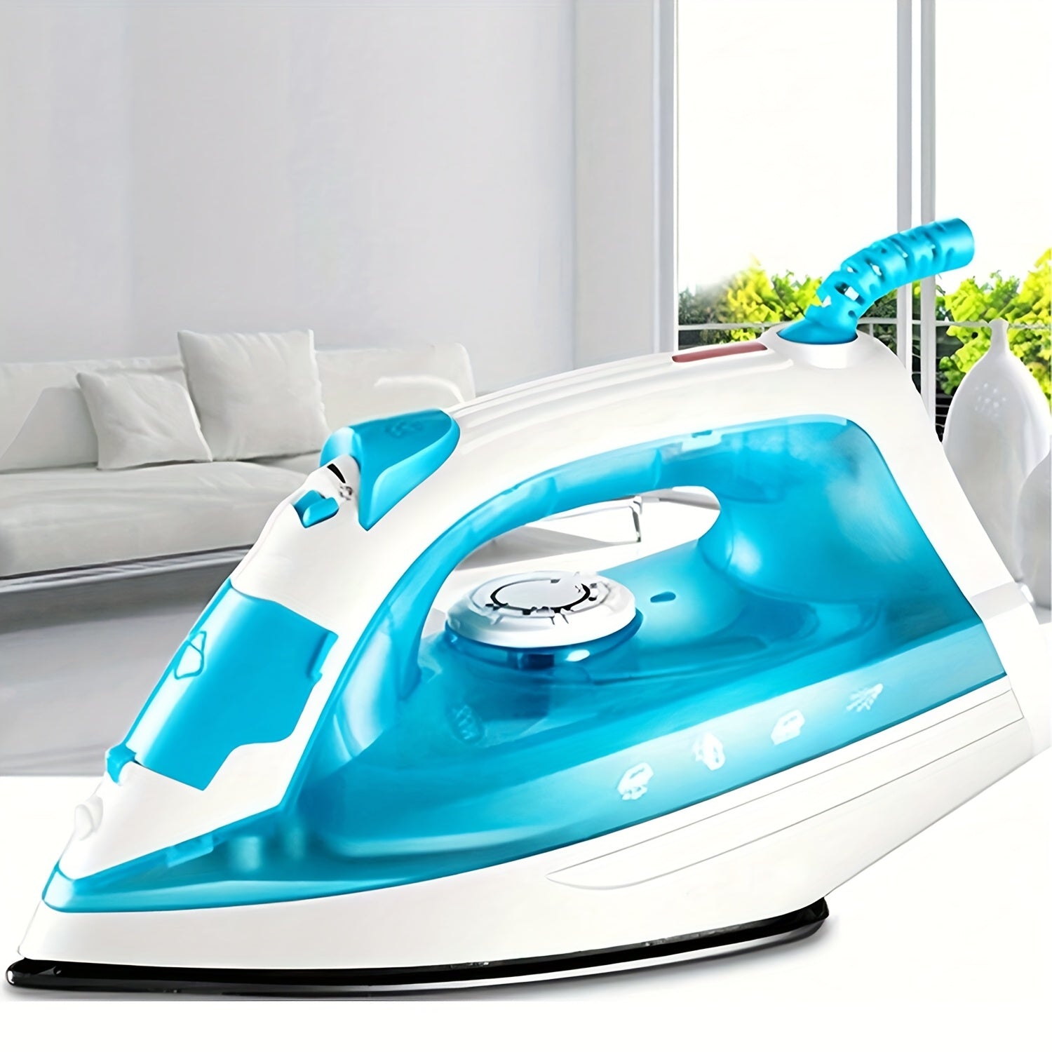 Sayohat uchun portativ kiyimlar bug'lovchi, oq va ko'k, kompakt temir qilish mashinasi