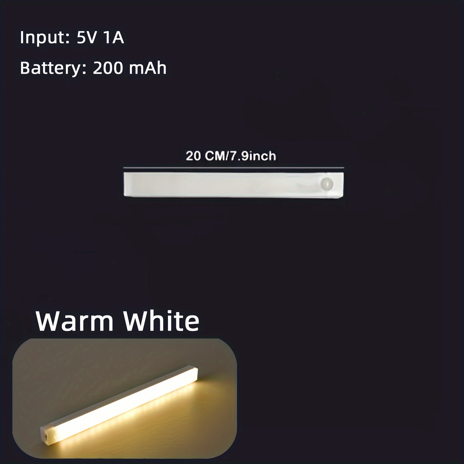 LED Cabinet Light with Motion Sensor USB Rechargeable White Warm White 10-50cm