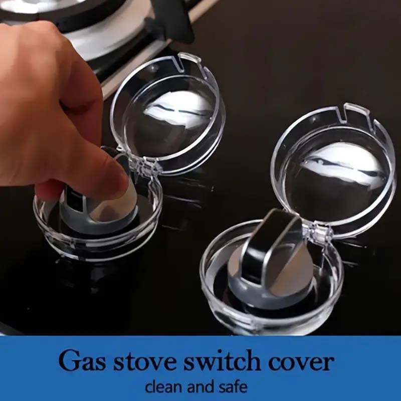 Heat-resistant gas stove knob covers black transparent safety kitchen accessory